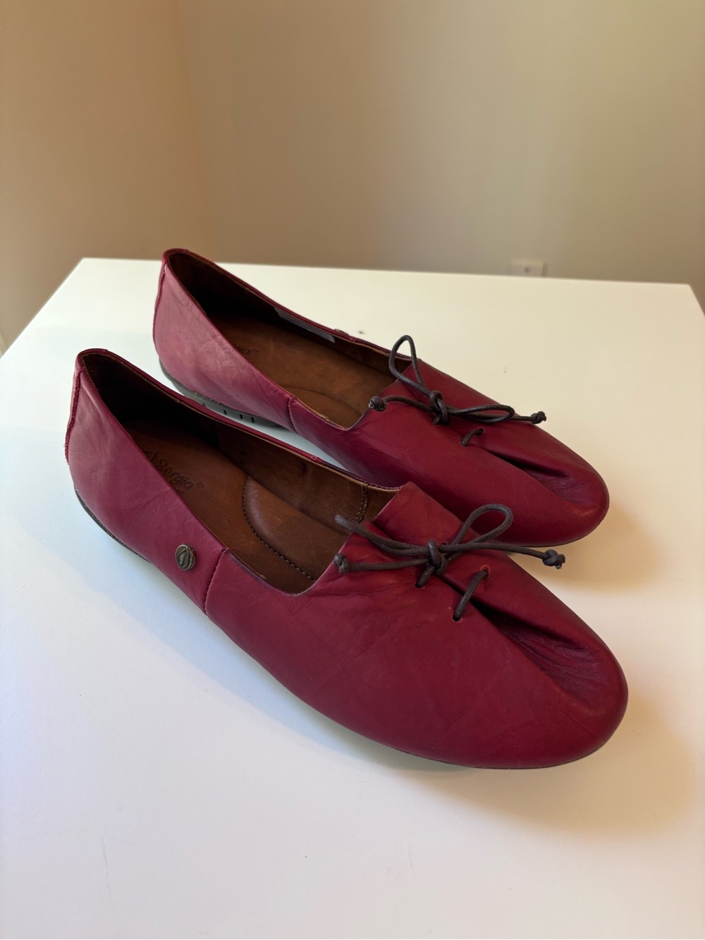 Sergio Tomani Tuka Red Leather Comfort Ballet Flats Shoes Size 41 / US 10